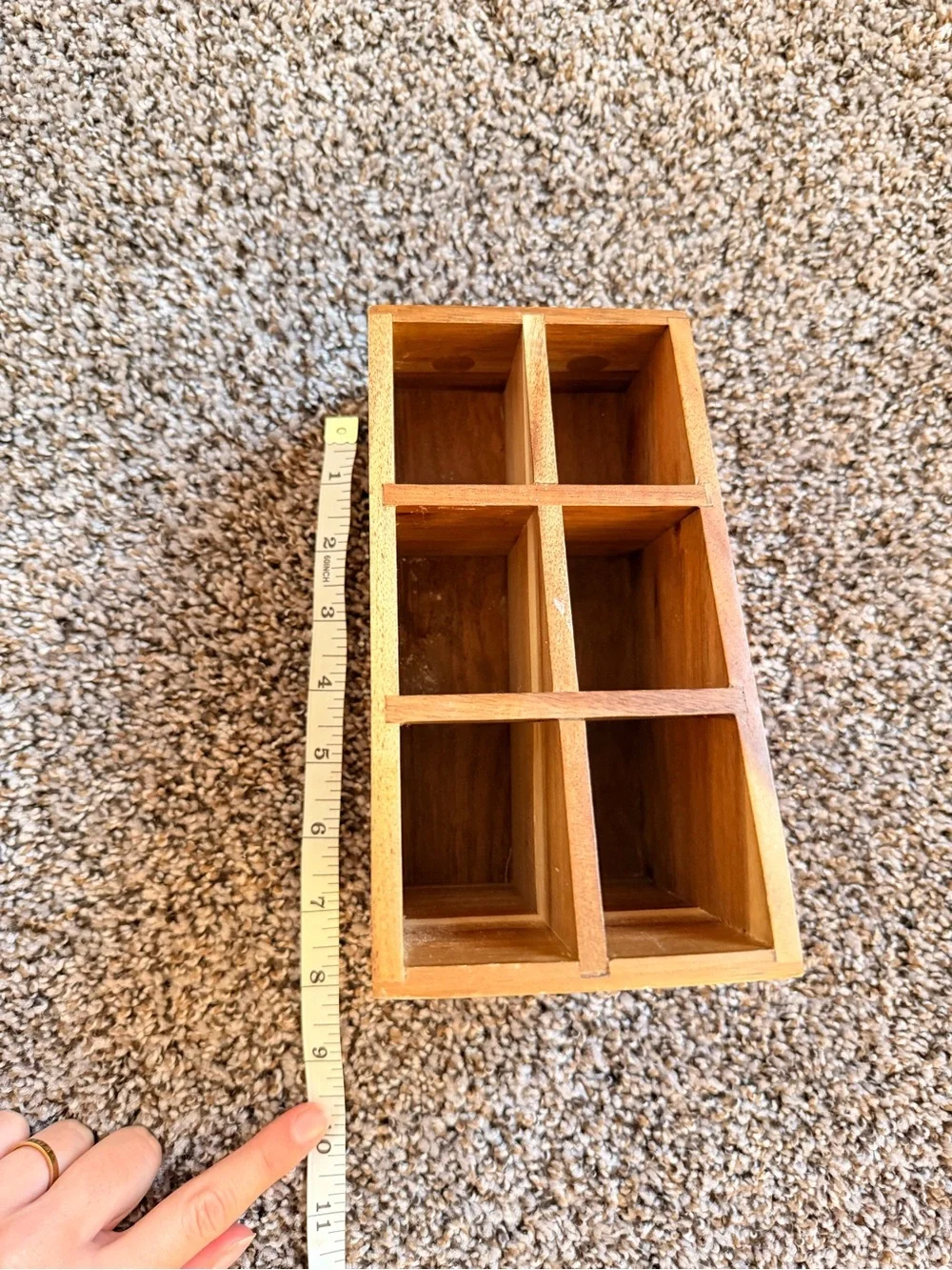 Wooden 6-Compartment Organizer - Natural Wood